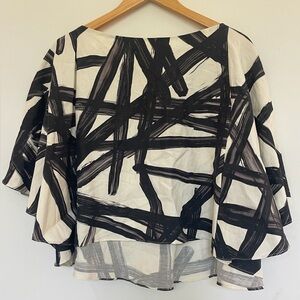 WHIT Black and White Asymmetrical Boxy Blouse